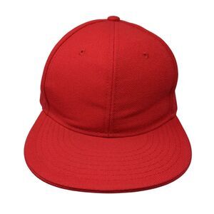 Hatco Premium Original Flat Fitted Baseball Cap Red 7 3/8 Lightweight Blank